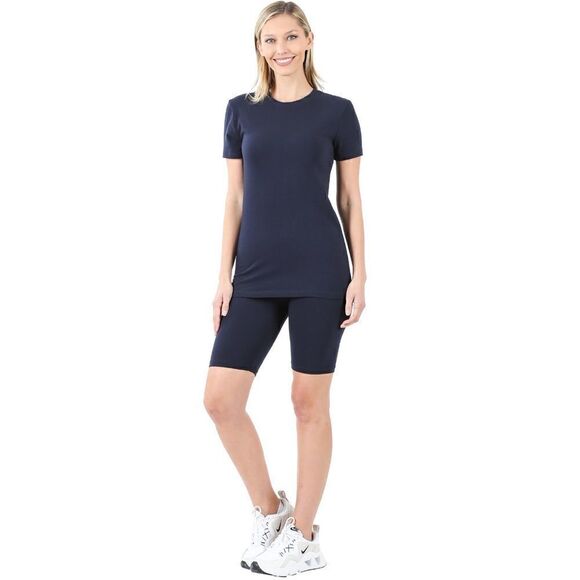 NWT COTTON ROUND NECK TOP & BIKE SHORTS SET - Picture 1 of 3